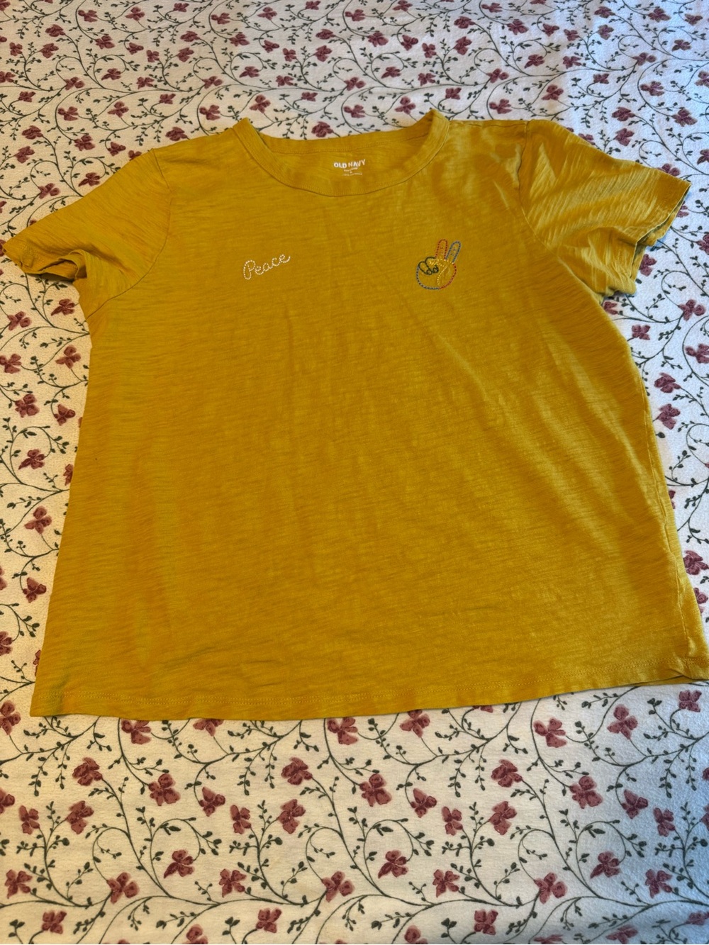 Old Navy Mustard Yellow Short-Sleeve Peace Graphic Tee